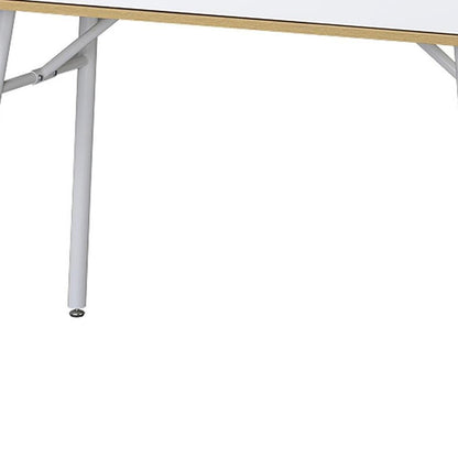 45" Oak and White Wood and Steel Computer Desk HomeRoots