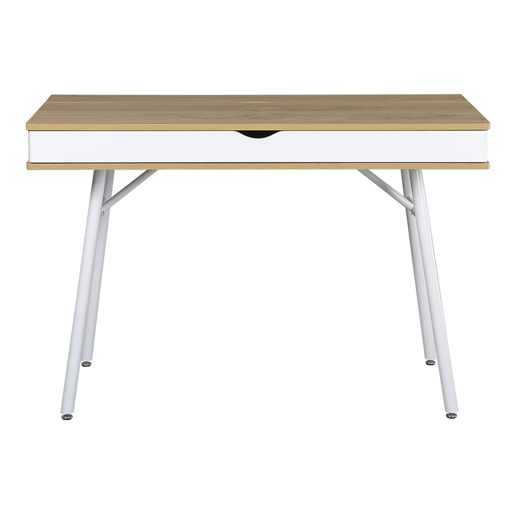 45" Oak and White Wood and Steel Computer Desk HomeRoots