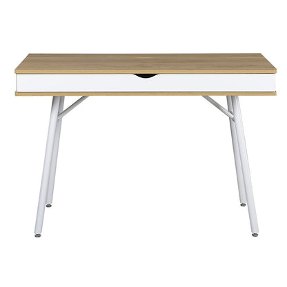 45" Oak and White Wood and Steel Computer Desk HomeRoots