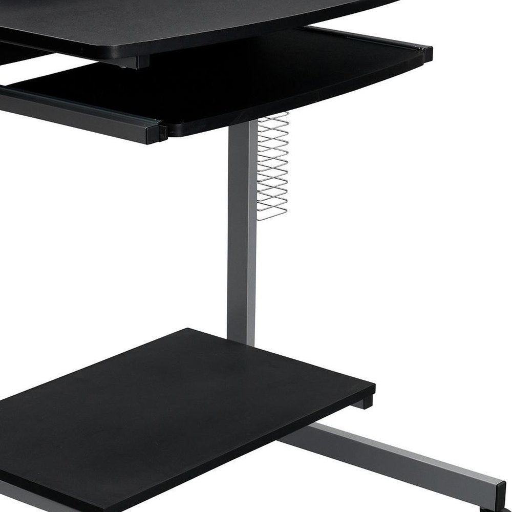 29" Graphite and Silver Wood and Steel Rolling Computer Desk HomeRoots