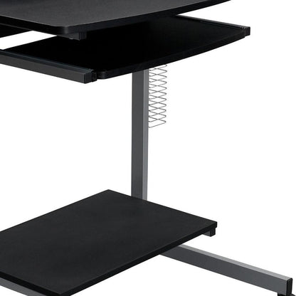 29" Graphite and Silver Wood and Steel Rolling Computer Desk HomeRoots