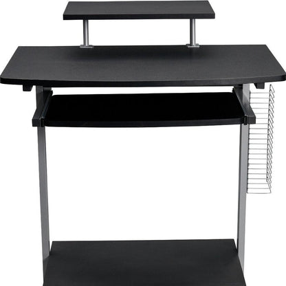 29" Graphite and Silver Wood and Steel Rolling Computer Desk HomeRoots