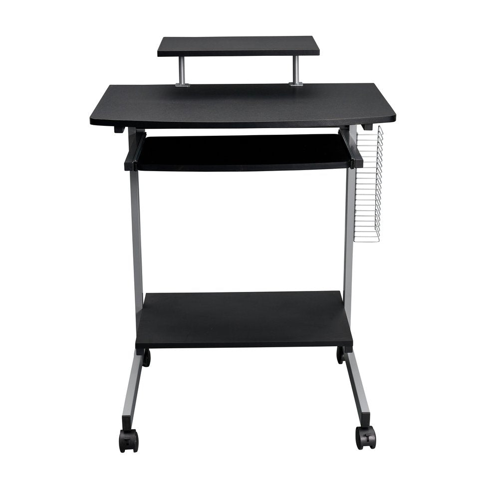 29" Graphite and Silver Wood and Steel Rolling Computer Desk HomeRoots