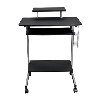 29" Graphite and Silver Wood and Steel Rolling Computer Desk HomeRoots