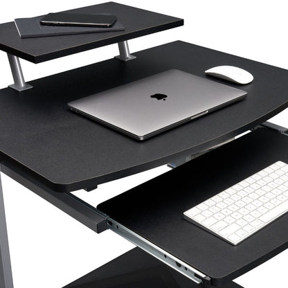 29" Graphite and Silver Wood and Steel Rolling Computer Desk HomeRoots