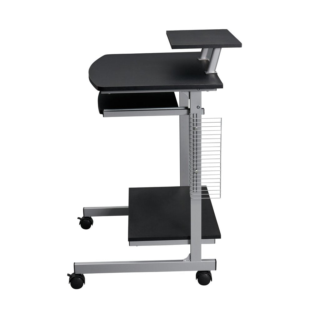 29" Graphite and Silver Wood and Steel Rolling Computer Desk HomeRoots