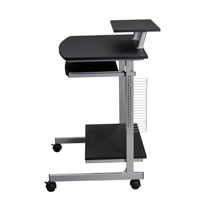 29" Graphite and Silver Wood and Steel Rolling Computer Desk HomeRoots