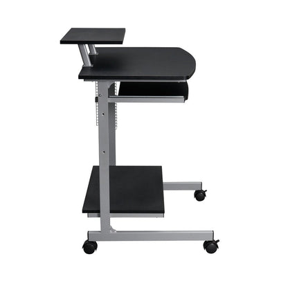 29" Graphite and Silver Wood and Steel Rolling Computer Desk HomeRoots