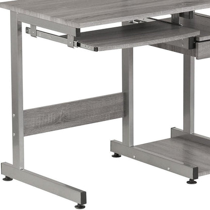 38" Gray and Silver Wood and Steel Sled Computer Desk HomeRoots