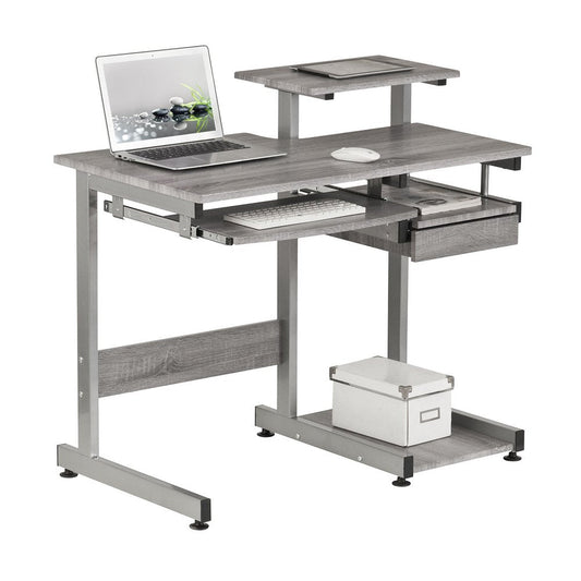 38" Gray and Silver Wood and Steel Sled Computer Desk