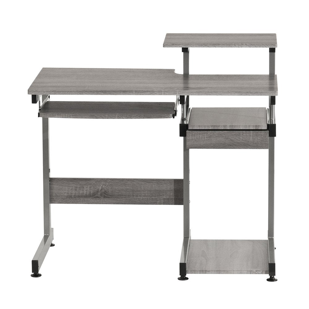 38" Gray and Silver Wood and Steel Sled Computer Desk HomeRoots