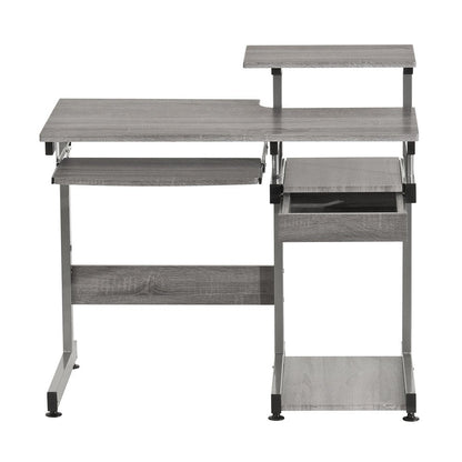 38" Gray and Silver Wood and Steel Sled Computer Desk HomeRoots