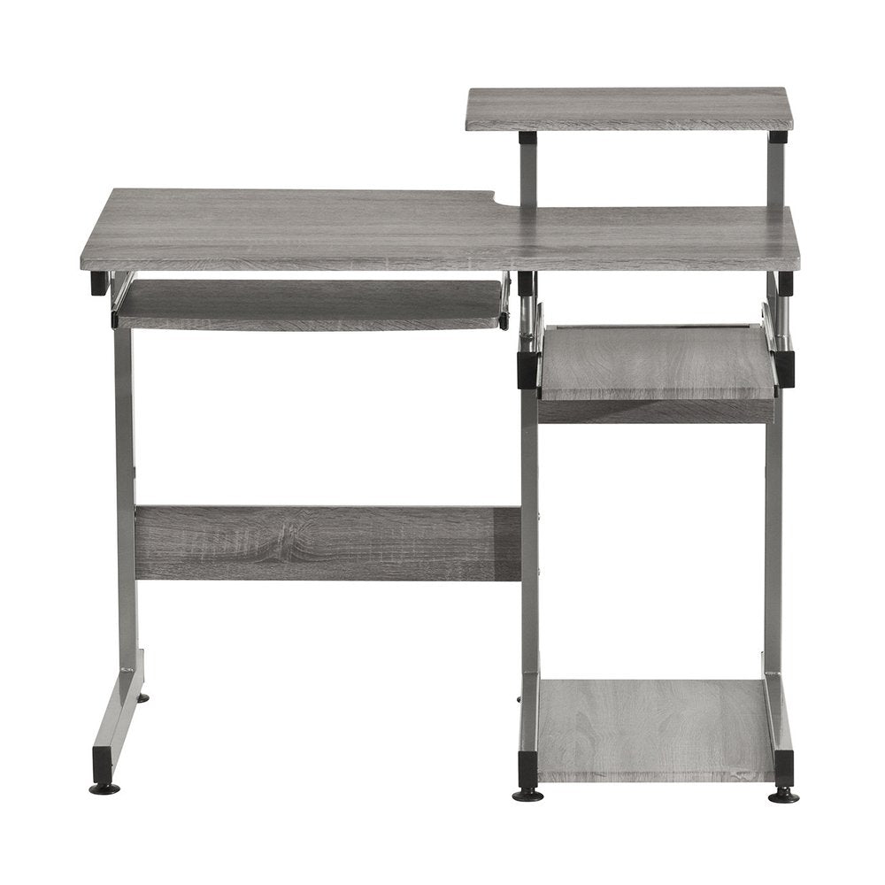 38" Gray and Silver Wood and Steel Sled Computer Desk HomeRoots