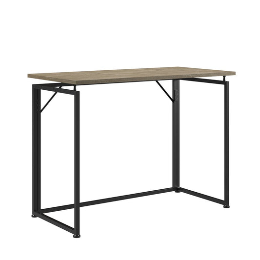 40" Gray and Black Wood and Steel Folding Computer Desk