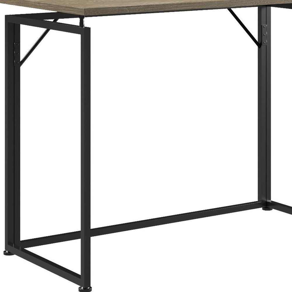 40" Gray and Black Wood and Steel Folding Computer Desk HomeRoots