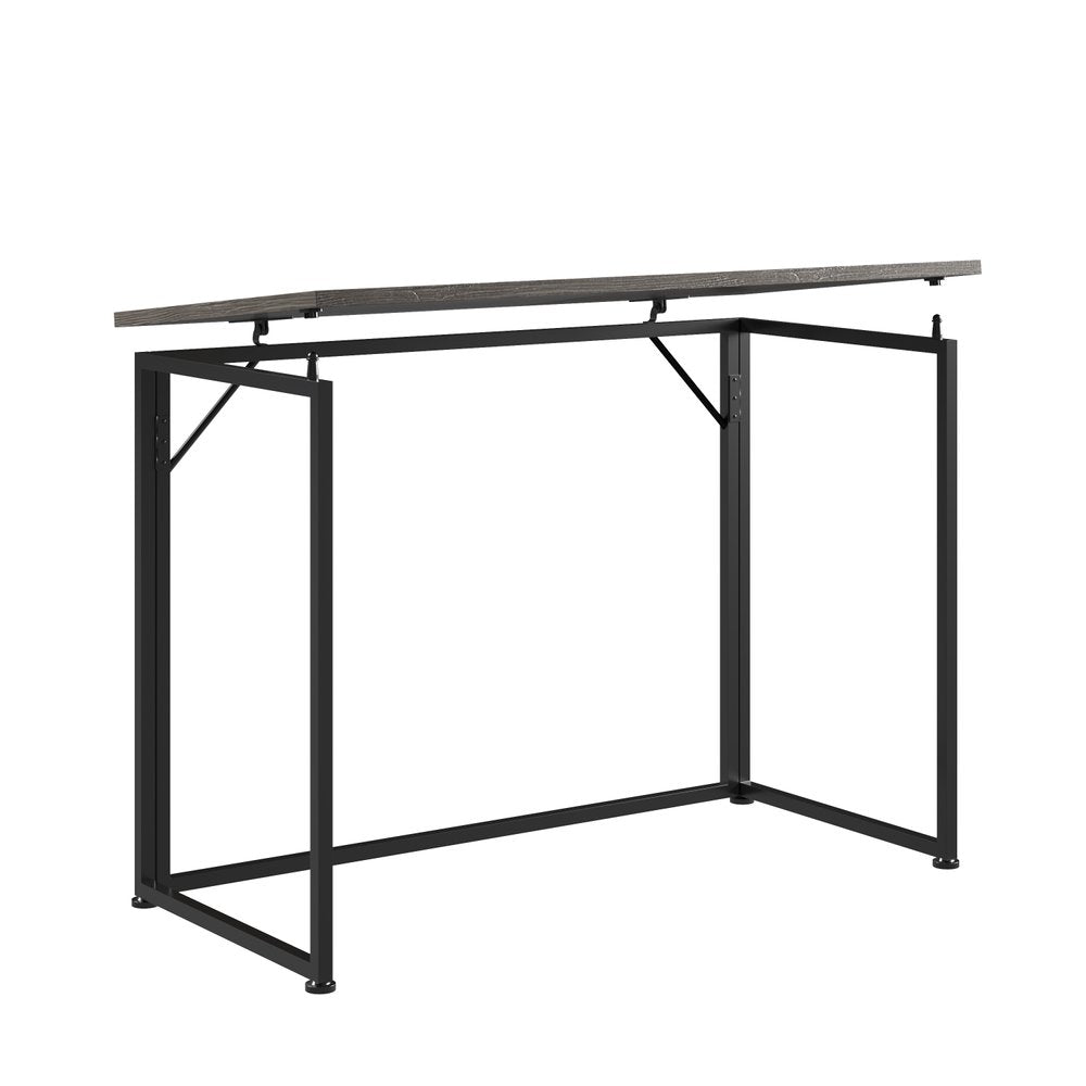 40" Gray and Black Wood and Steel Folding Computer Desk HomeRoots