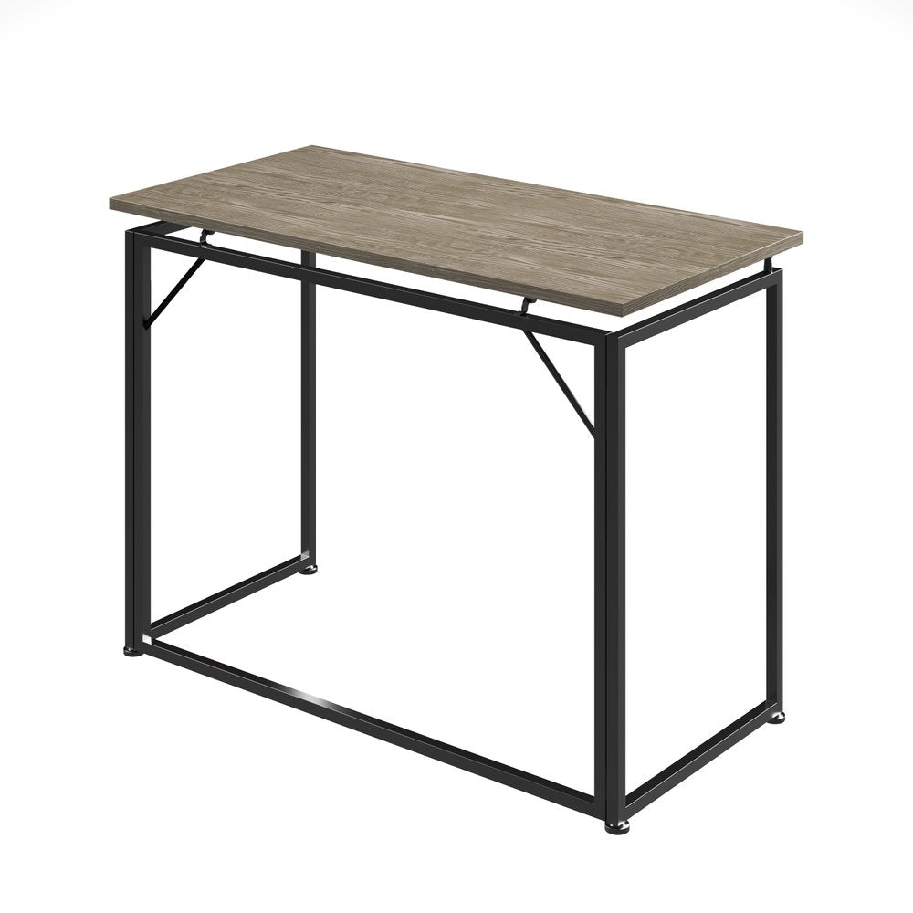 40" Gray and Black Wood and Steel Folding Computer Desk HomeRoots