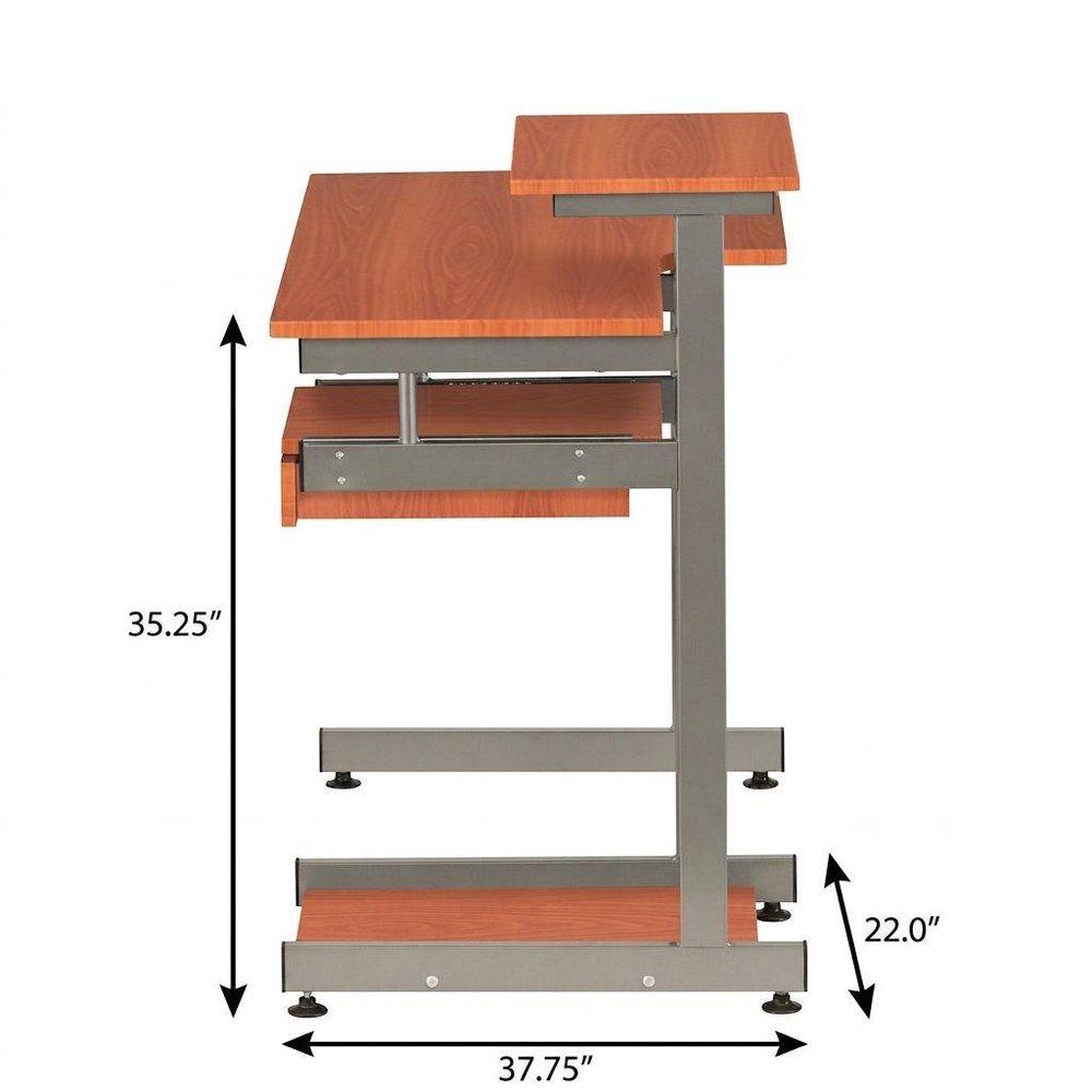 38" Oak and Silver Wood and Steel Sled Computer Desk — view 9