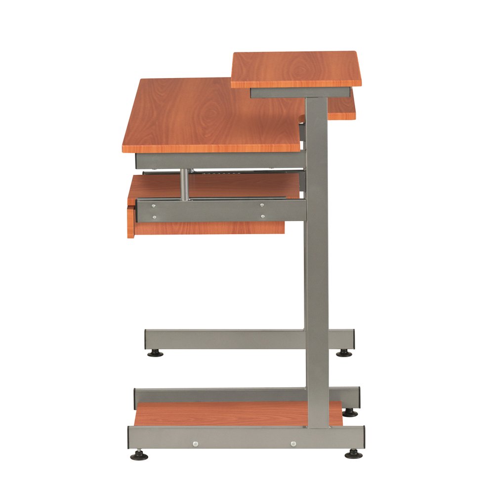 38" Oak and Silver Wood and Steel Sled Computer Desk — view 3