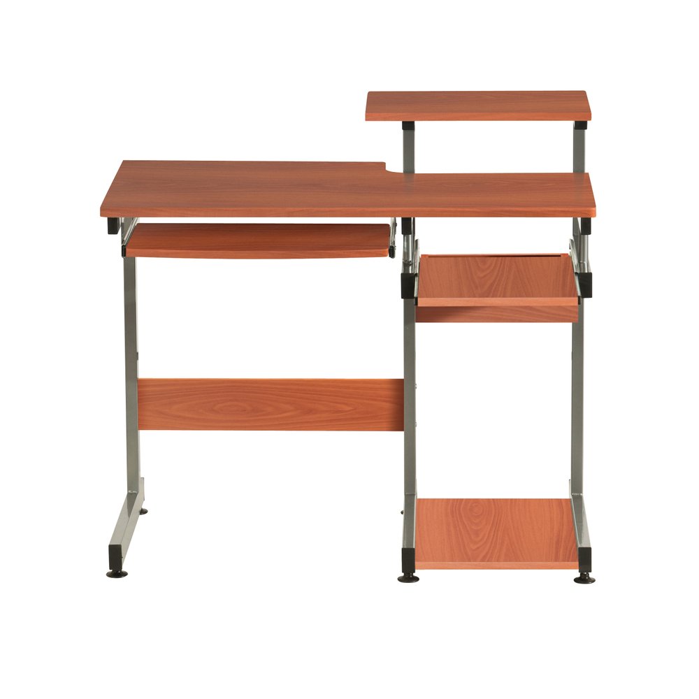 38" Oak and Silver Wood and Steel Sled Computer Desk HomeRoots