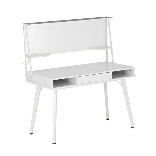 47" White Wood Computer Desk With Magnetic Dry Erase Board