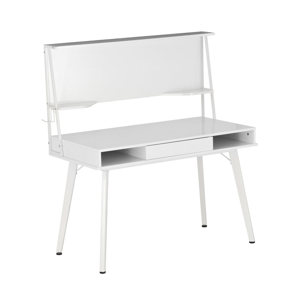 47" White Wood Computer Desk With Magnetic Dry Erase Board — view 1