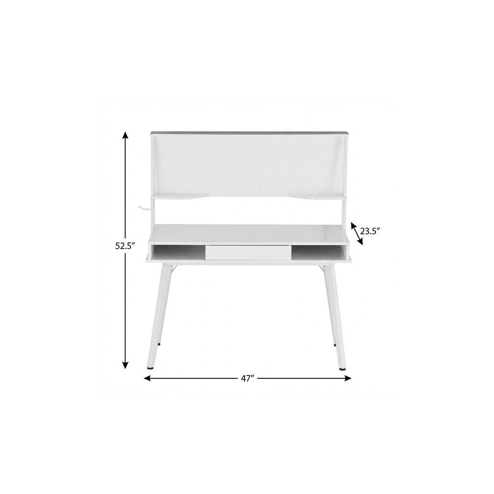 47" White Wood Computer Desk With Magnetic Dry Erase Board HomeRoots
