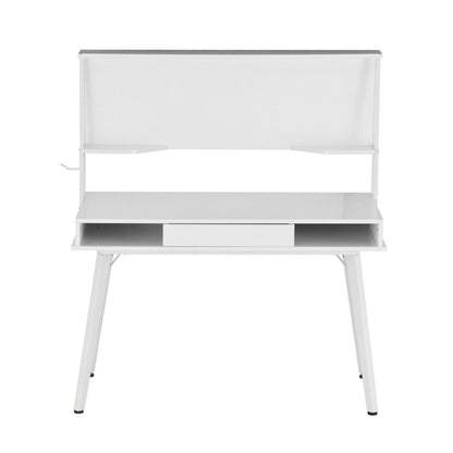 47" White Wood Computer Desk With Magnetic Dry Erase Board HomeRoots
