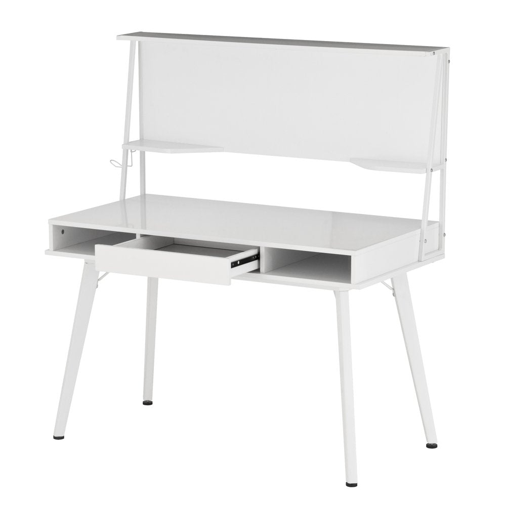 47" White Wood Computer Desk With Magnetic Dry Erase Board — view 5