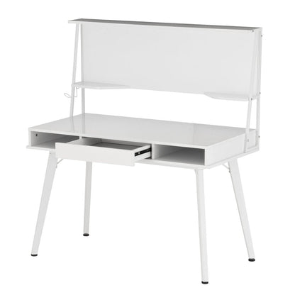 47" White Wood Computer Desk With Magnetic Dry Erase Board HomeRoots