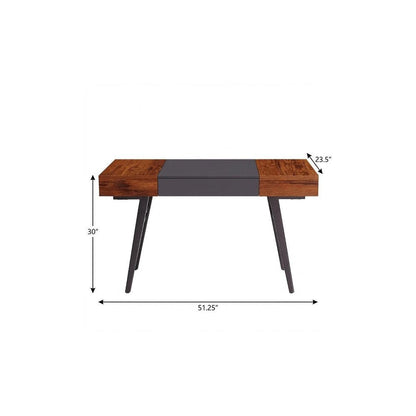 51" Mahogany and Gray Wood and Steel Writing Desk HomeRoots