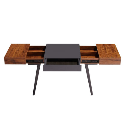51" Mahogany and Gray Wood and Steel Writing Desk HomeRoots