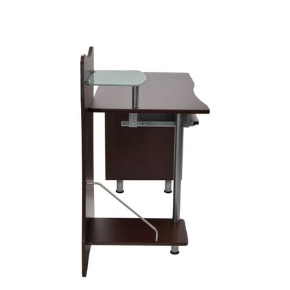 51" Chocolate and Silver Wood and Steel Pedestal Computer Desk With Two Drawers HomeRoots