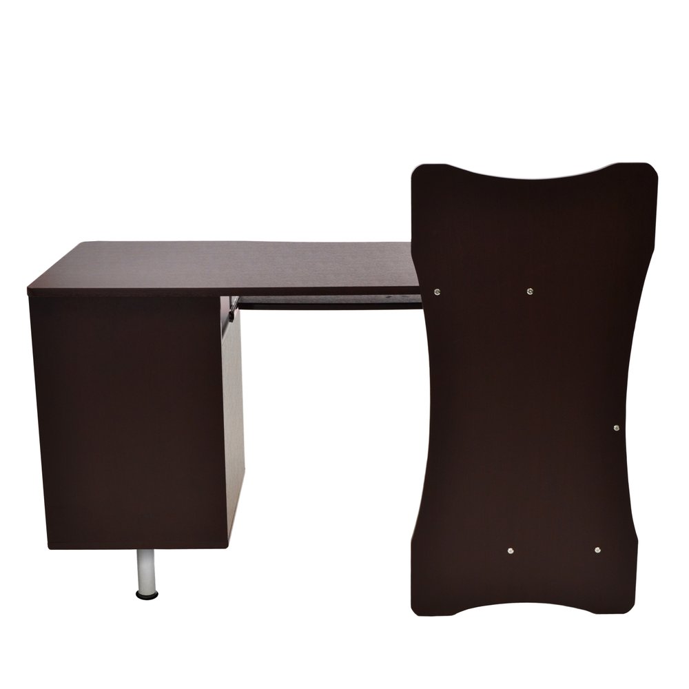 51" Chocolate and Silver Wood and Steel Pedestal Computer Desk With Two Drawers HomeRoots