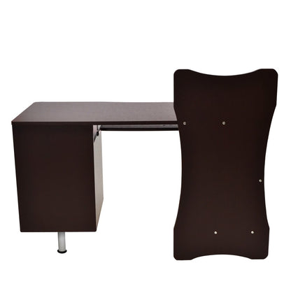 51" Chocolate and Silver Wood and Steel Pedestal Computer Desk With Two Drawers HomeRoots