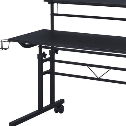 Adjustable Black Wood and Stainless Steel Rolling Writing Desk
