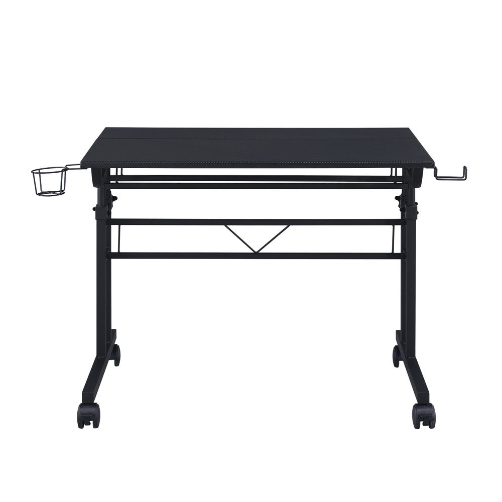 Adjustable Black Wood and Stainless Steel Rolling Writing Desk HomeRoots