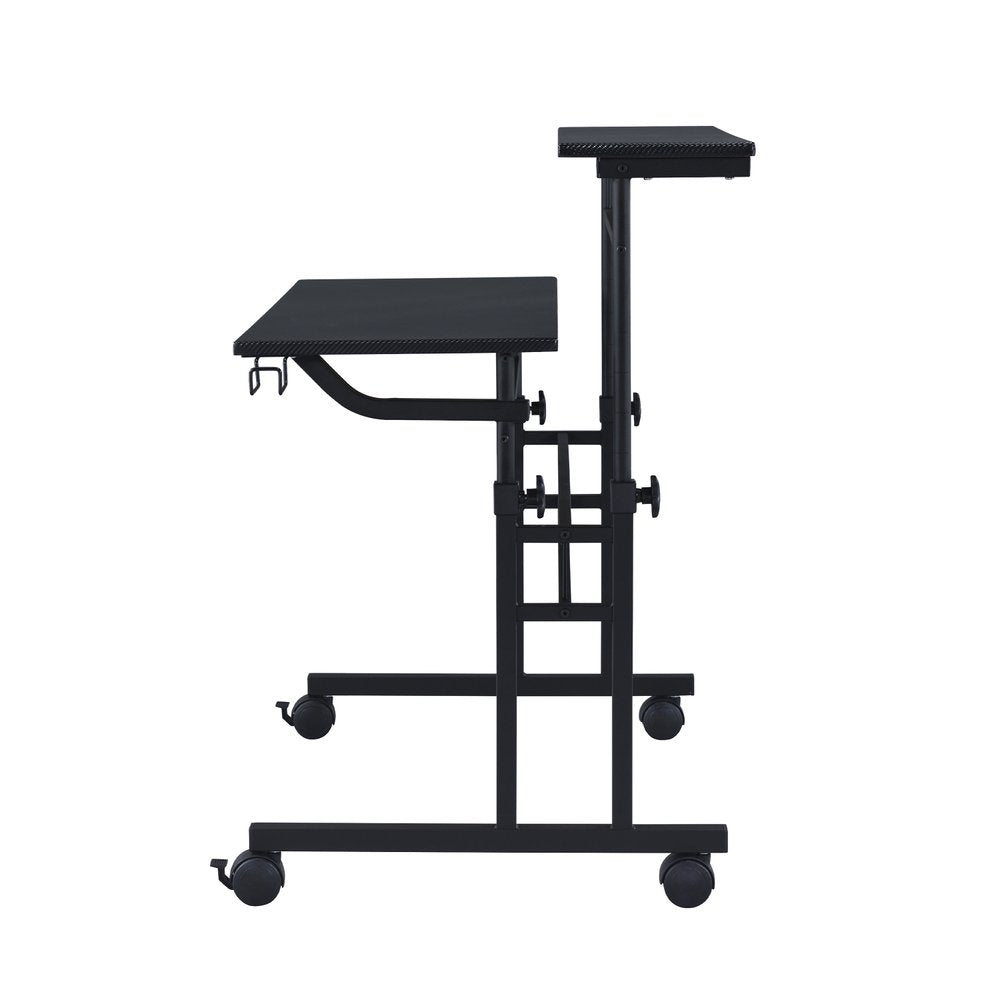 Adjustable Black Wood and Stainless Steel Rolling Writing Desk HomeRoots