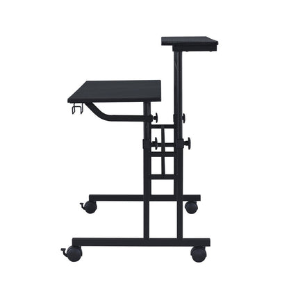 Adjustable Black Wood and Stainless Steel Rolling Writing Desk HomeRoots
