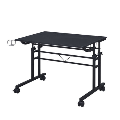Adjustable Black Wood and Stainless Steel Rolling Writing Desk