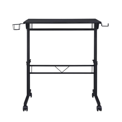 Adjustable Black Wood and Stainless Steel Rolling Writing Desk HomeRoots