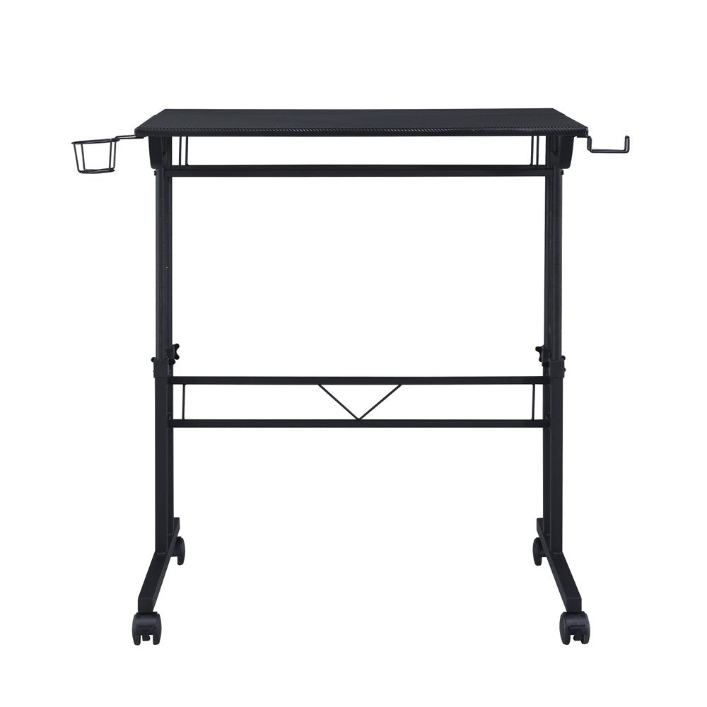 Adjustable Black Wood and Stainless Steel Rolling Writing Desk — view 5