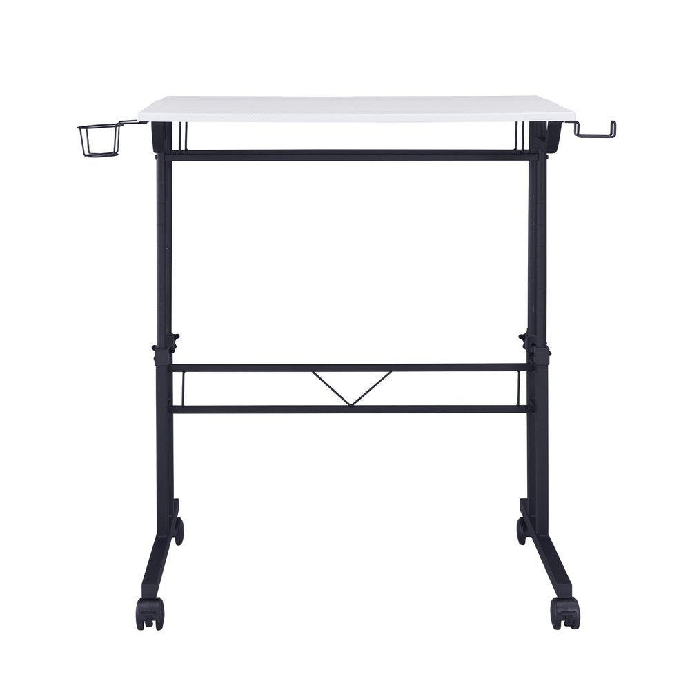 Adjustable White and Black Wood and Stainless Steel Rolling Writing Desk — view 5