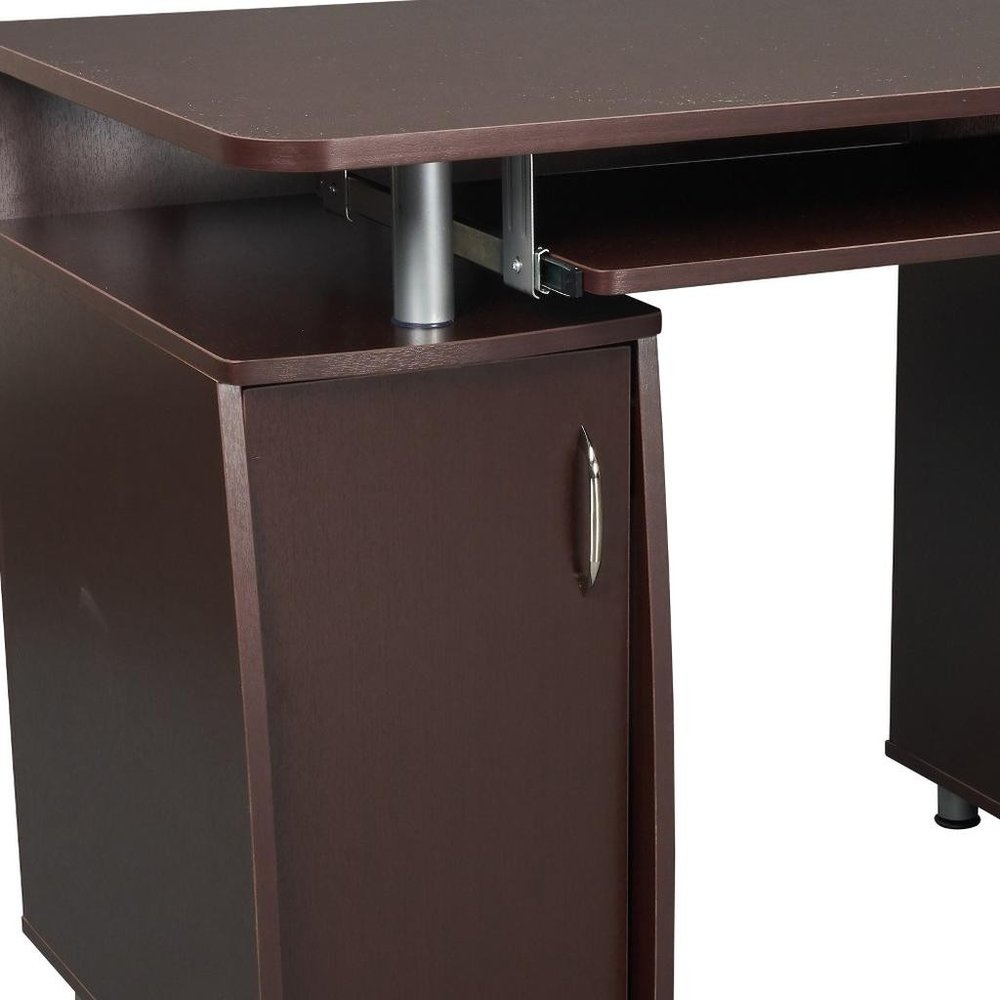 48" Chocolate Wood Pedestal Computer Desk With Two Cabinets And Two Drawers HomeRoots