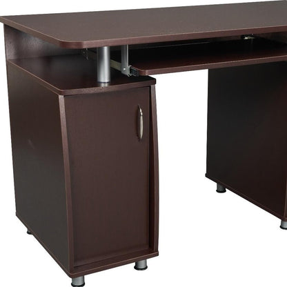 48" Chocolate Wood Pedestal Computer Desk With Two Cabinets And Two Drawers HomeRoots