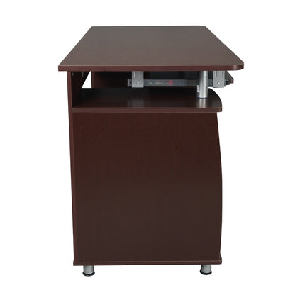 48" Chocolate Wood Pedestal Computer Desk With Two Cabinets And Two Drawers HomeRoots