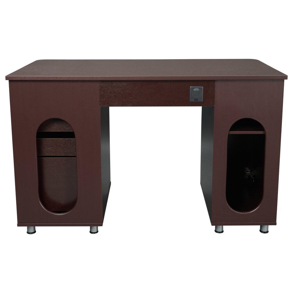 48" Chocolate Wood Pedestal Computer Desk With Two Cabinets And Two Drawers — view 4
