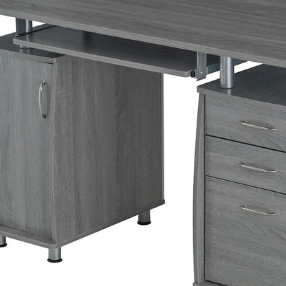48" Gray Wood Pedestal Computer Desk With Two Cabinets And Two Drawers HomeRoots