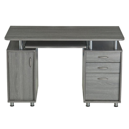 48" Gray Wood Pedestal Computer Desk With Two Cabinets And Two Drawers HomeRoots