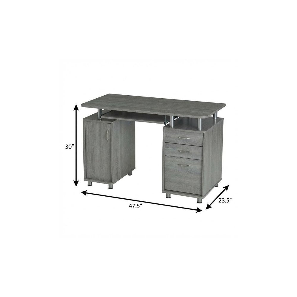 48" Gray Wood Pedestal Computer Desk With Two Cabinets And Two Drawers HomeRoots